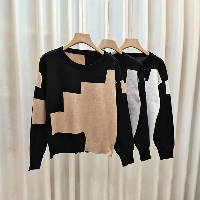 Warme Patchwork Kaschmirpullover für Frauen | Eleganz und Komfort in einem