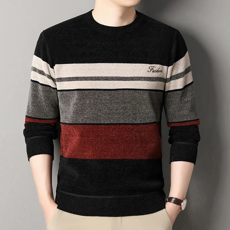 Behagelig herresweater med striber | varme og stil til hver dag