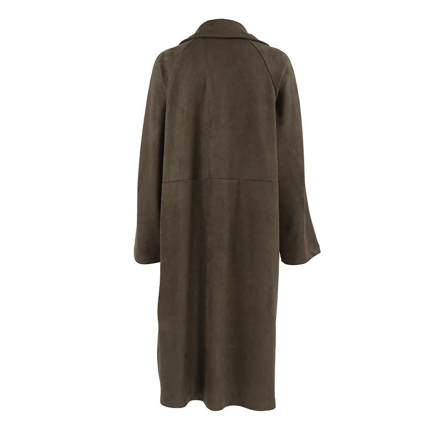 Giacca da donna elegante in pelle scamosciata Braun | Elegante e calda per i mesi invernali