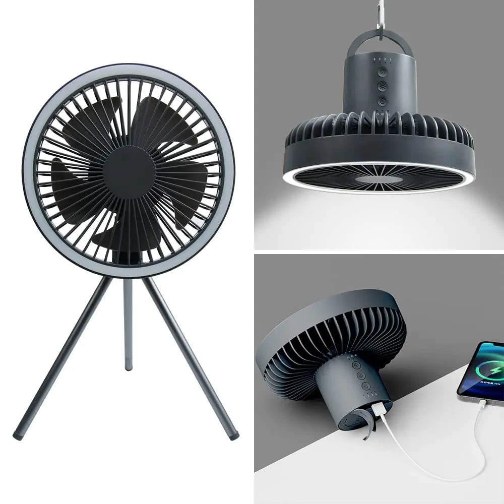Praktischer Camping-Ventilator – Kühlung & Power für unterwegs