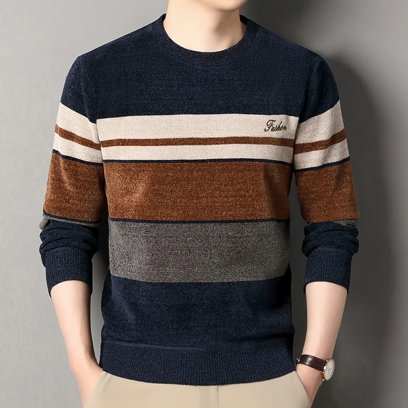 Behagelig herresweater med striber | varme og stil til hver dag
