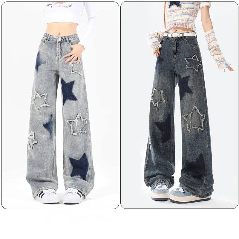 Vintage denim jeans med stjerner | Komfortable og stilfulde streetwear