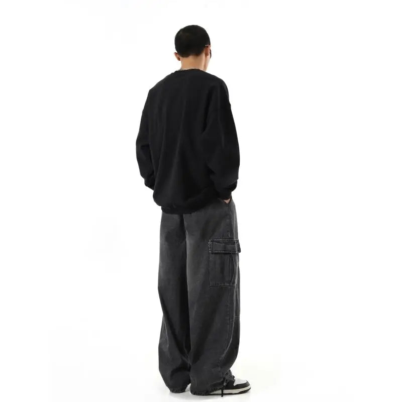YK – Herre Baggy Cargo Jeans med Elastikbund & store Sidelommer
