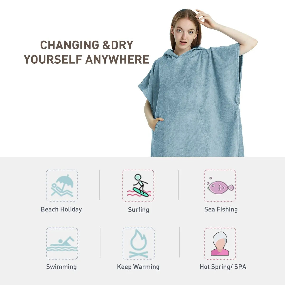 Schnell trocknendes Poncho-Handtuch - warm, leicht und saugfähig