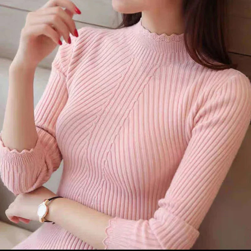 Mock Neck Rüsch Pullover für Frauen | Stilvolle und Bequeme Herbstmode