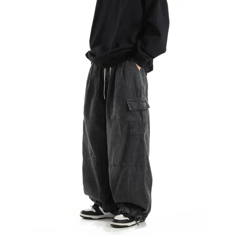 YK – Herre Baggy Cargo Jeans med Elastikbund & store Sidelommer