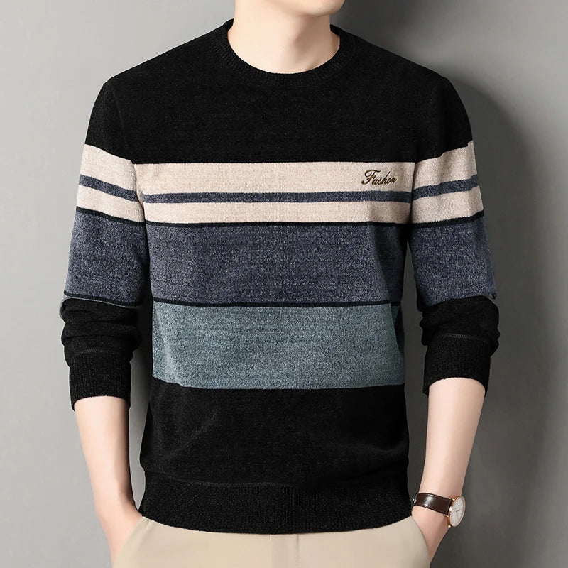 Behagelig herresweater med striber | varme og stil til hver dag