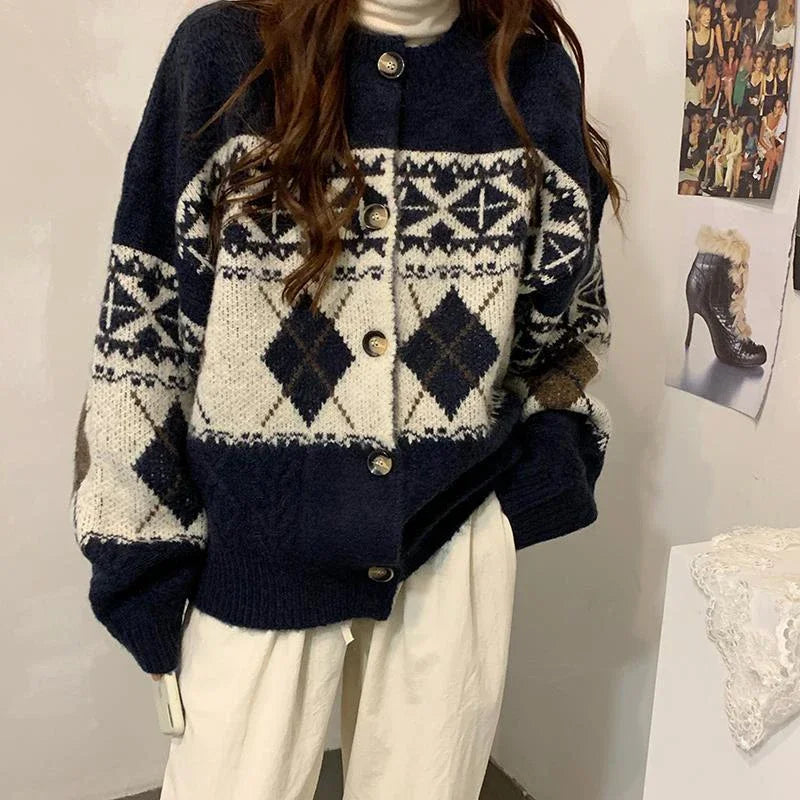 Trendy Koreanisches Patchwork-Cardigan Sweatshirt | Stilvoller und Bequemer Herbstlook