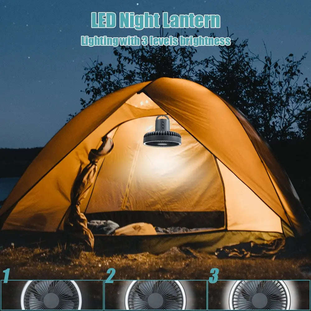Praktischer Camping-Ventilator – Kühlung & Power für unterwegs