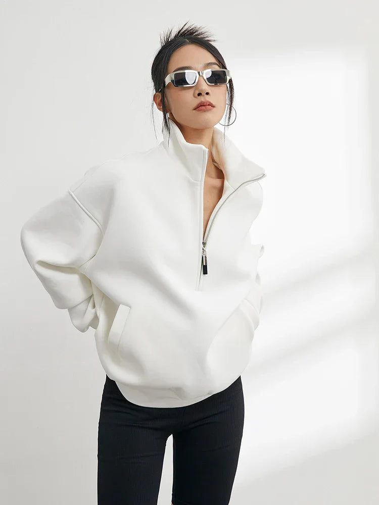 Damen Oversized Halber Reißverschluss Sweatshirt | Stilvoll und Bequem