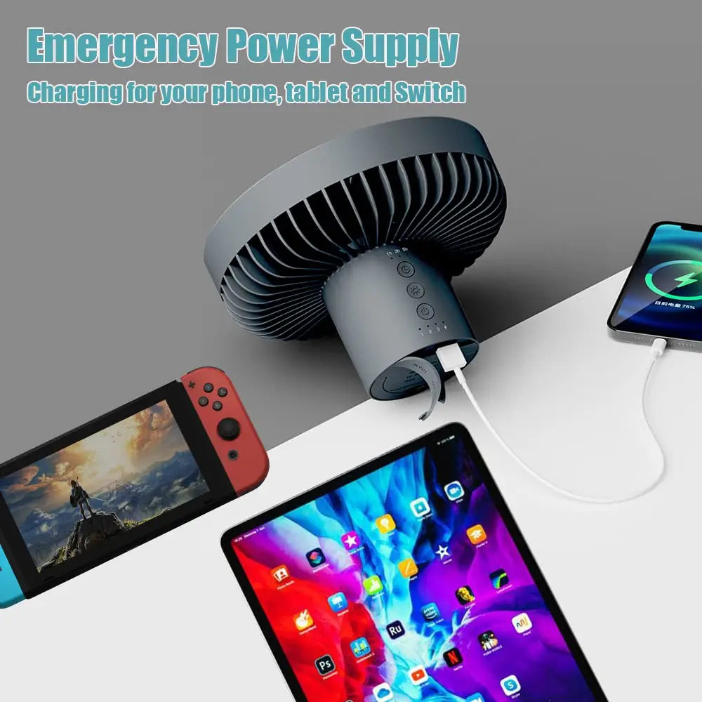 Praktischer Camping-Ventilator – Kühlung & Power für unterwegs