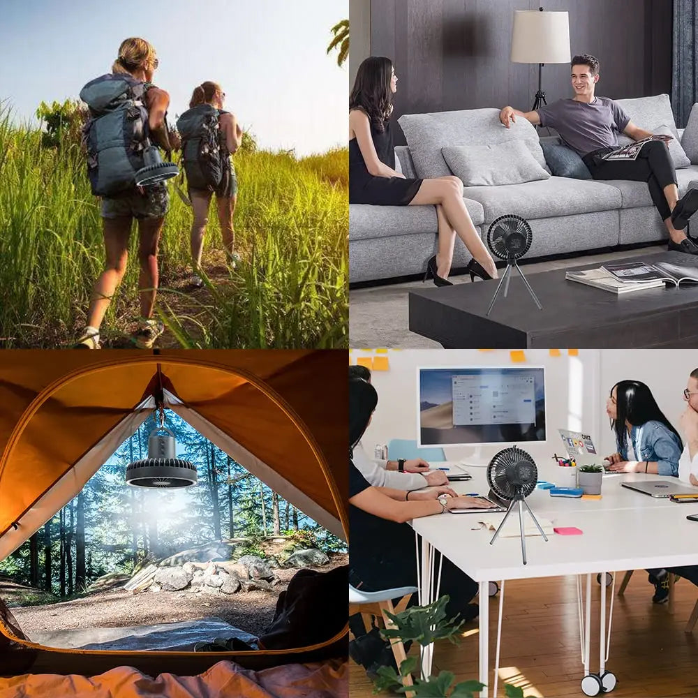 Praktischer Camping-Ventilator – Kühlung & Power für unterwegs