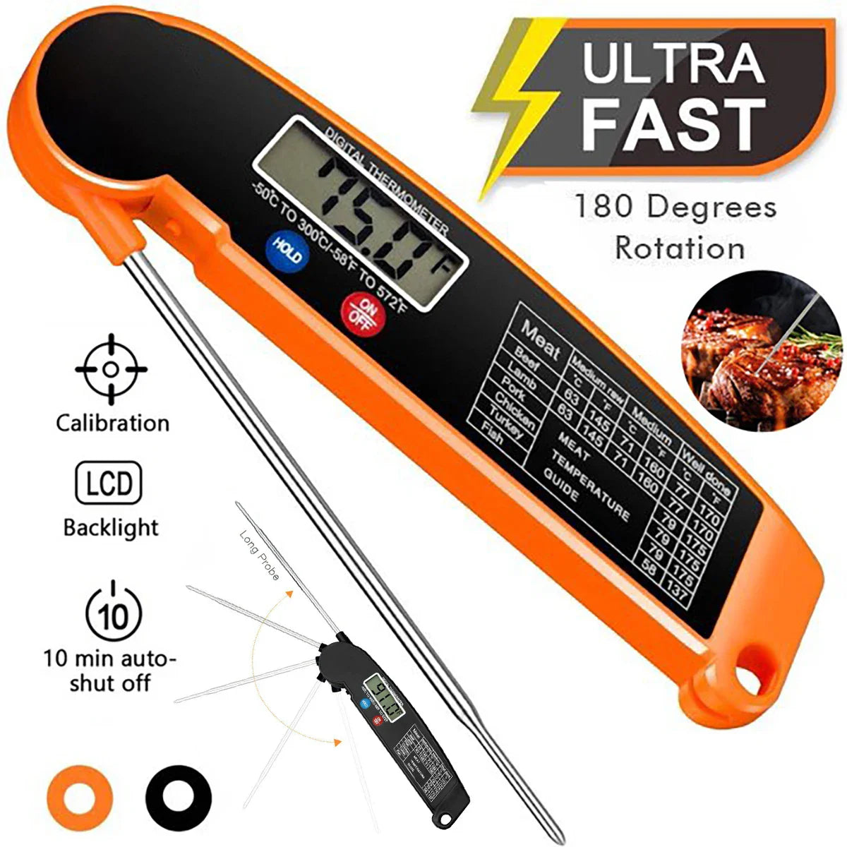 Klappbares Küchenthermometer – Präzise Messung für Perfekte Speisen