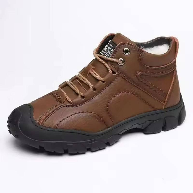 Sola – Bottes d'hiver pour hommes en cuir imperméable avec semelle antidérapante