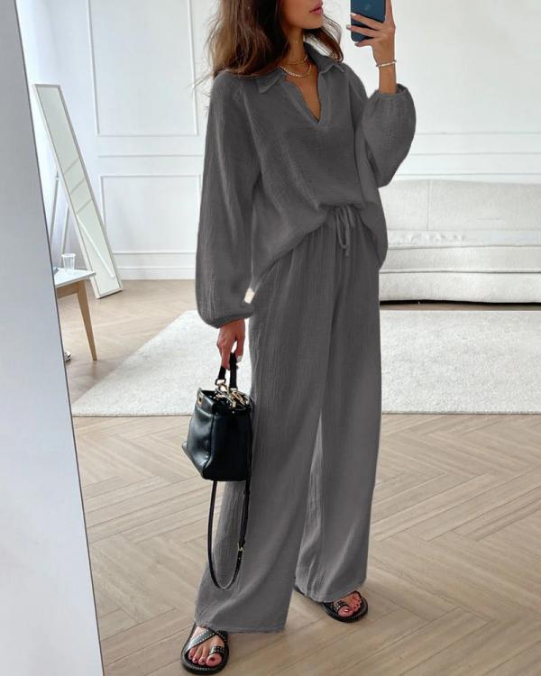 Beatrisa - Lässiges Set mit lockerem Oberteil und Bootcut-Hose