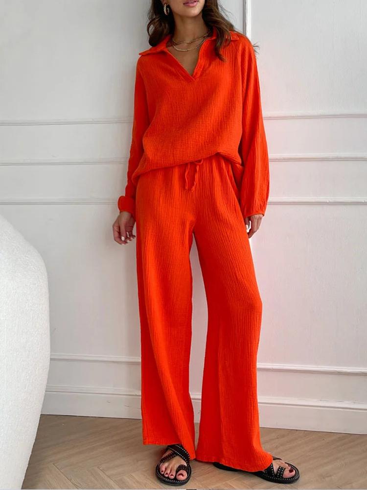 Beatrisa - Lässiges Set mit lockerem Oberteil und Bootcut-Hose