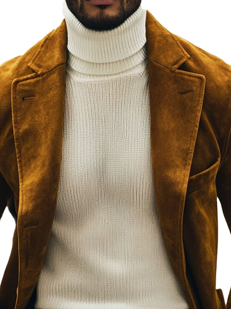 Blazer da uomo con rever in pelle scamosciata vintage - Eleganza senza tempo