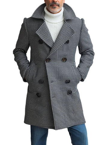 Giacca di lana calda da uomo a doppio petto con risvolto a quadri - Elegante e di stile
