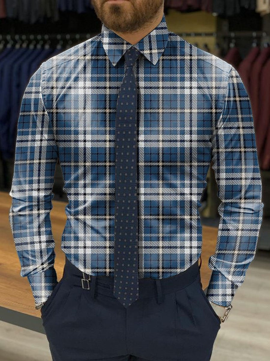 Chemise décontractée à manches longues avec motif à carreaux - rétro et stylée
