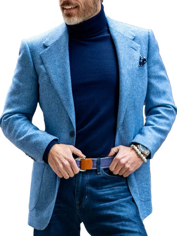 Blazer da uomo con rever in lana a spina di pesce vintage - stile senza tempo