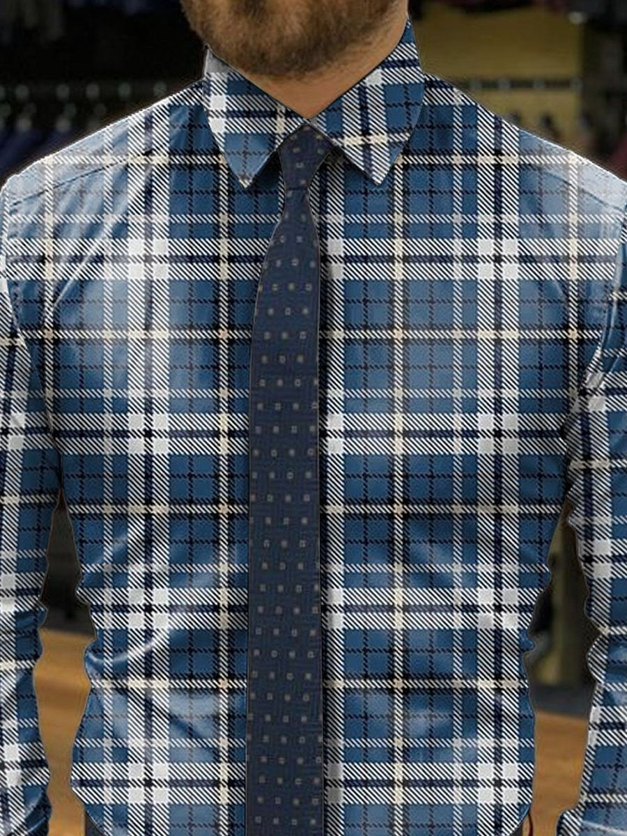 Chemise décontractée à manches longues avec motif à carreaux - rétro et stylée
