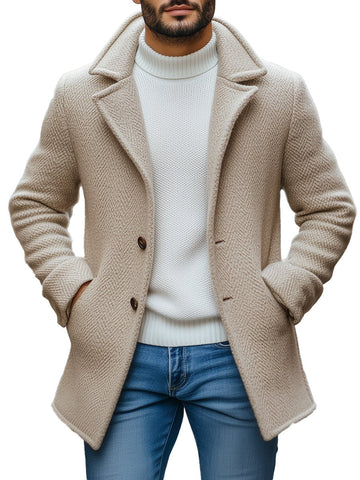 Casual ensfarvet uldkappe med to knapper - Stilfuld og alsidig