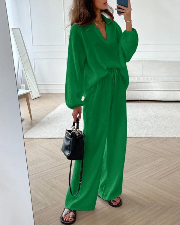 Beatrisa - Lässiges Set mit lockerem Oberteil und Bootcut-Hose