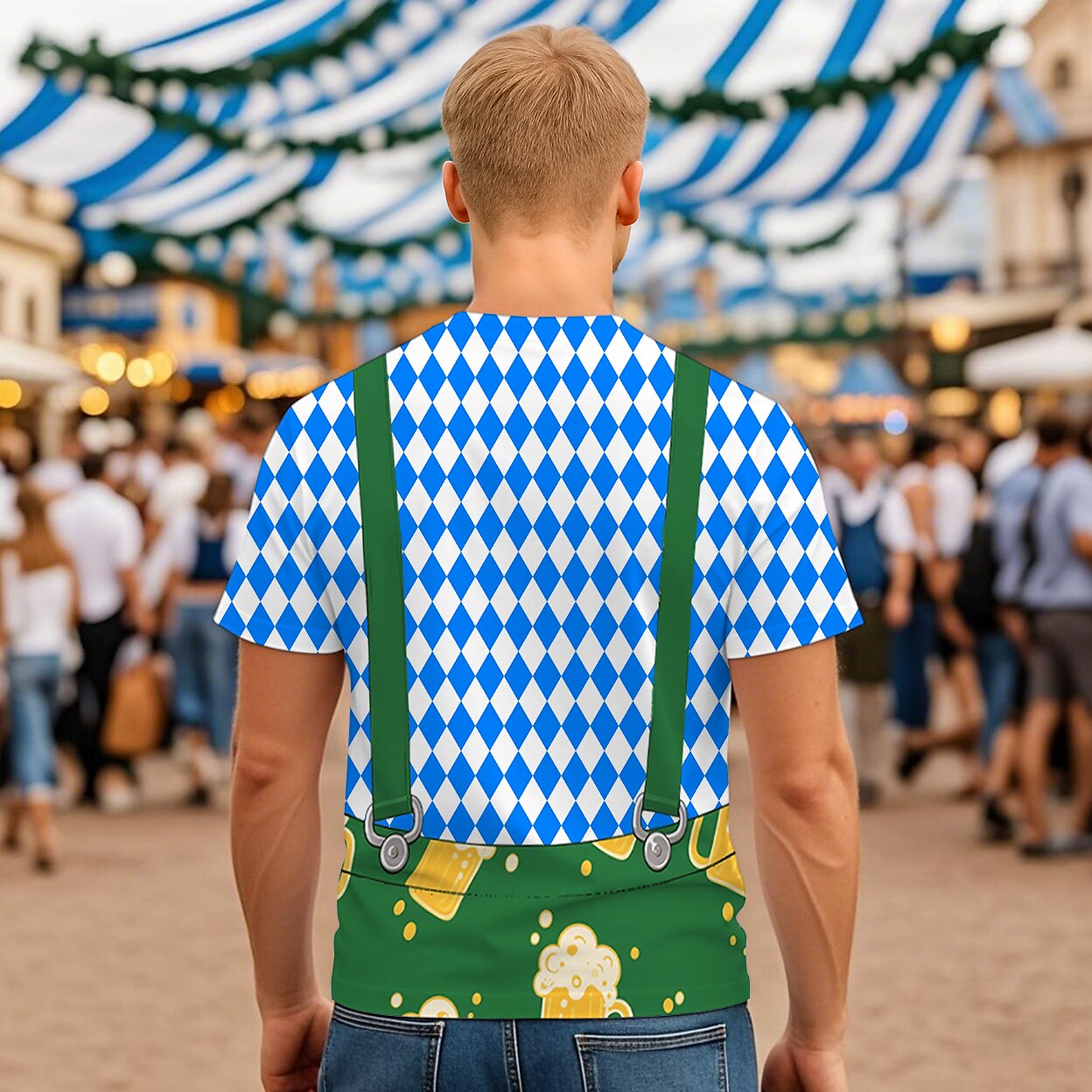 Trachtenwitz – Herren-T-Shirt mit Lederhosen-Grafik – Dein humorvoller Wiesn-Look