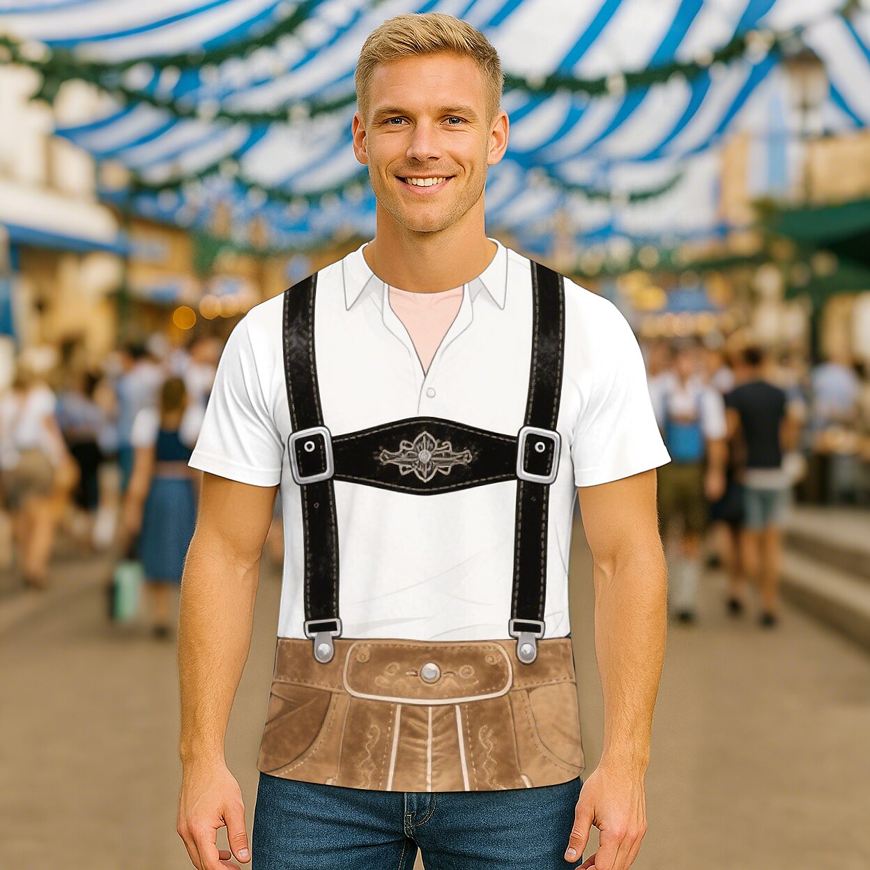 WiesnLook – Herren-T-Shirt mit Lederhosen-Grafik – Oktoberfest Style