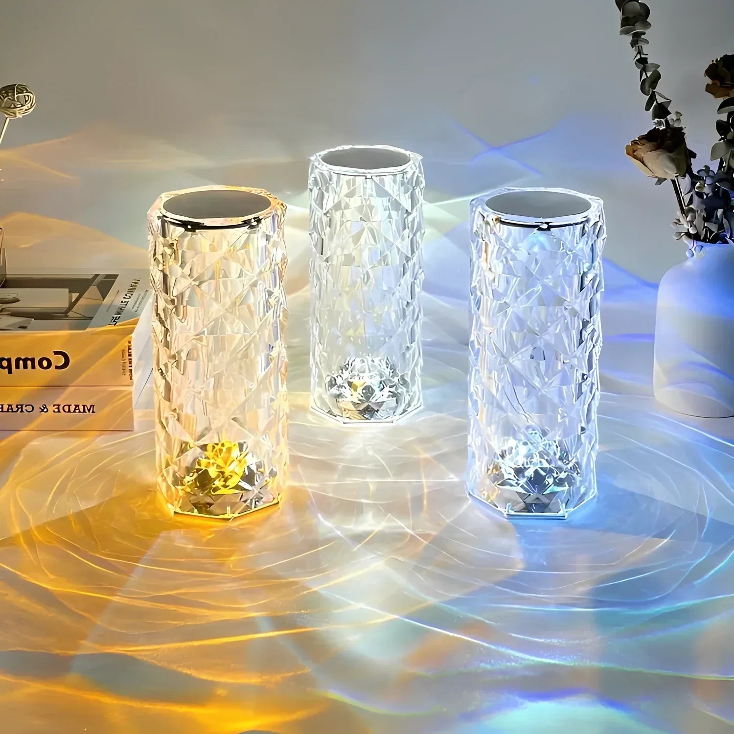 LumiCrystal – lampada da tavolo in cristallo LED con touch e telecomando – 16 colori