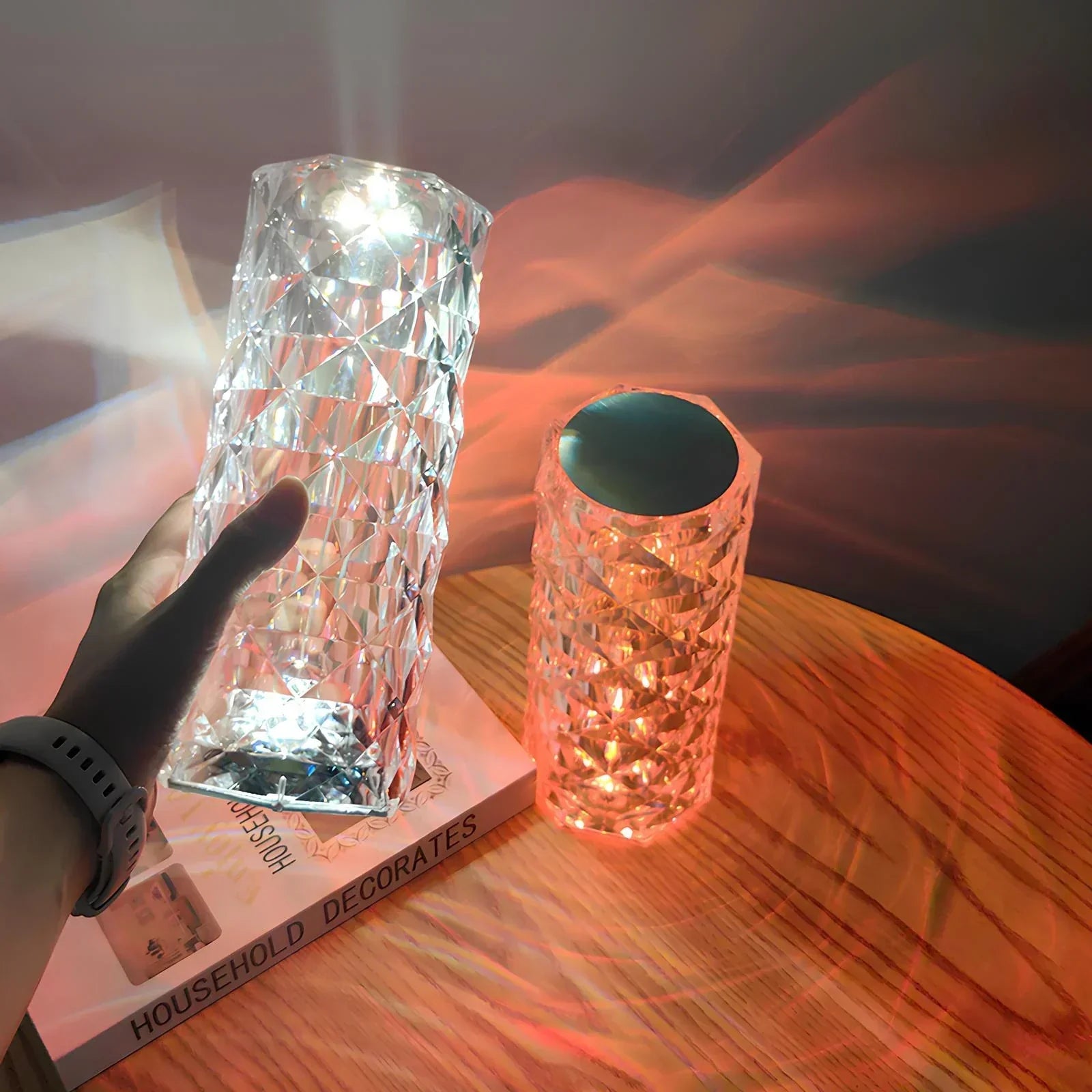LumiCrystal – lampada da tavolo in cristallo LED con touch e telecomando – 16 colori