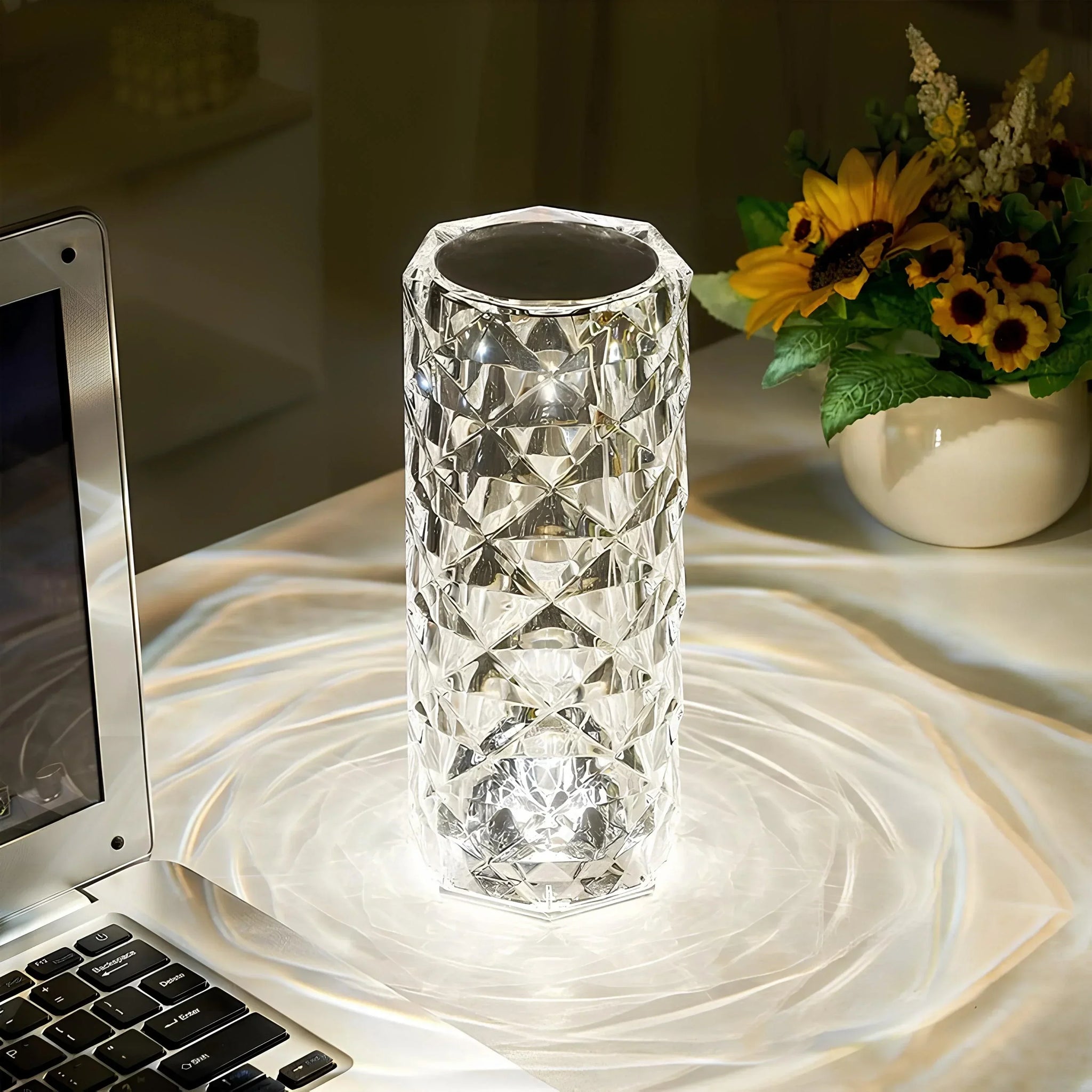LumiCrystal – lampada da tavolo in cristallo LED con touch e telecomando – 16 colori