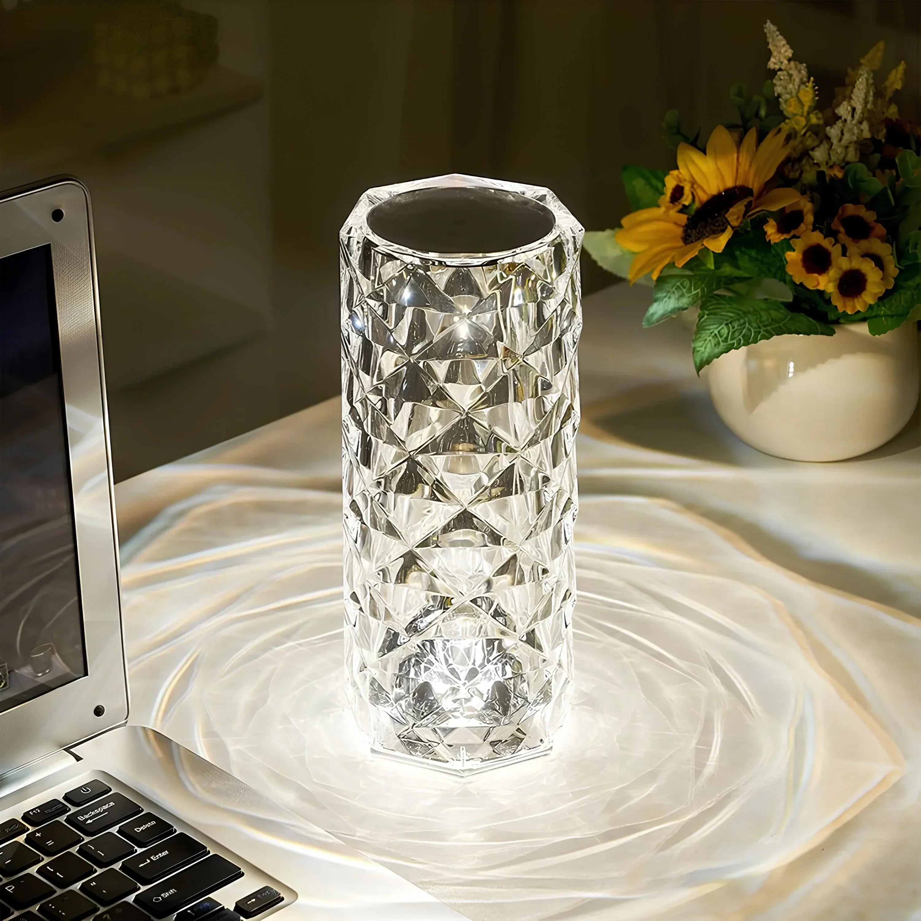 LumiCrystal – lampada da tavolo in cristallo LED con touch e telecomando – 16 colori