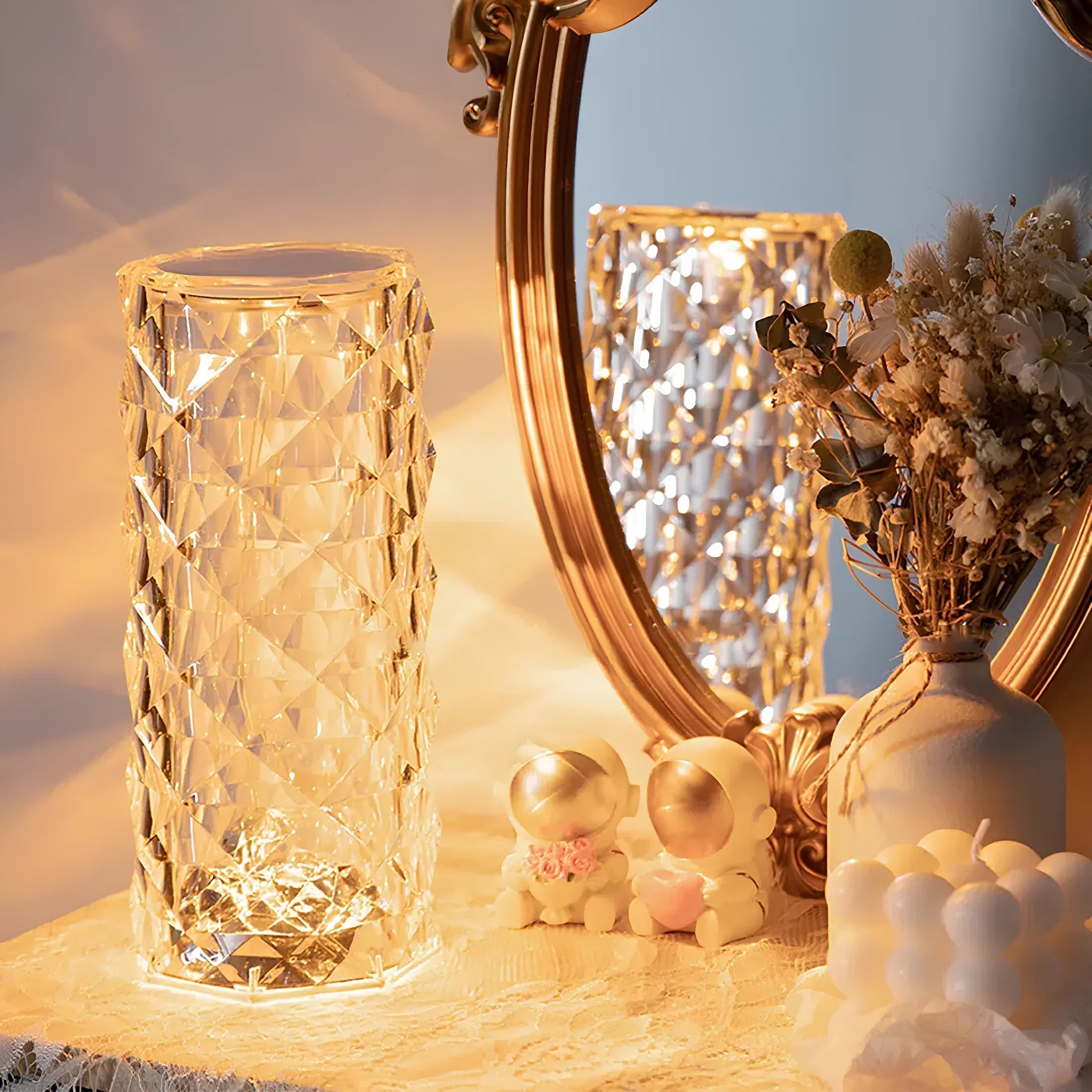 LumiCrystal – lampada da tavolo in cristallo LED con touch e telecomando – 16 colori