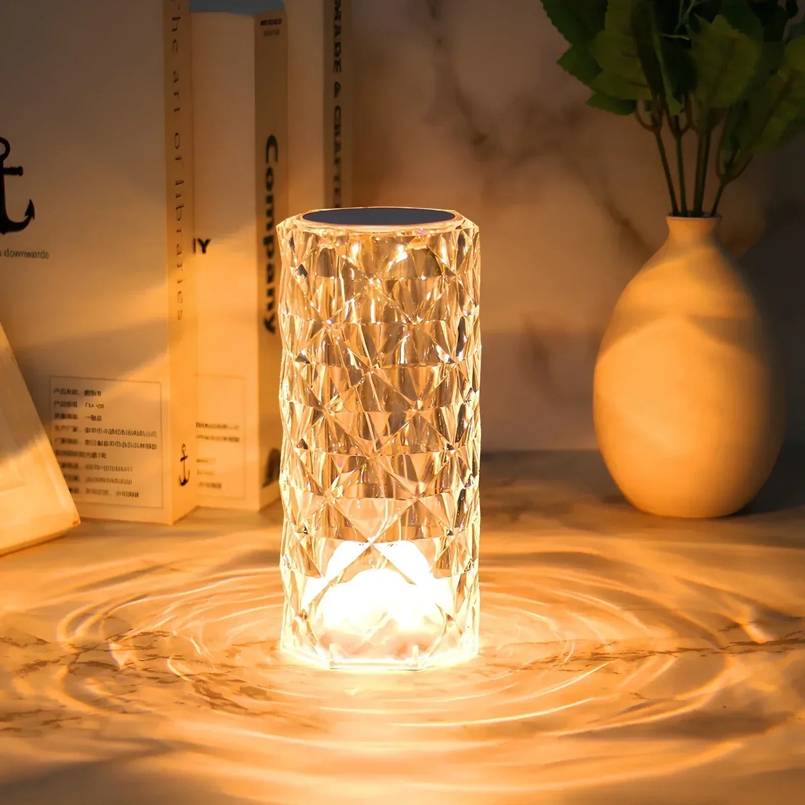 LumiCrystal – lampada da tavolo in cristallo LED con touch e telecomando – 16 colori