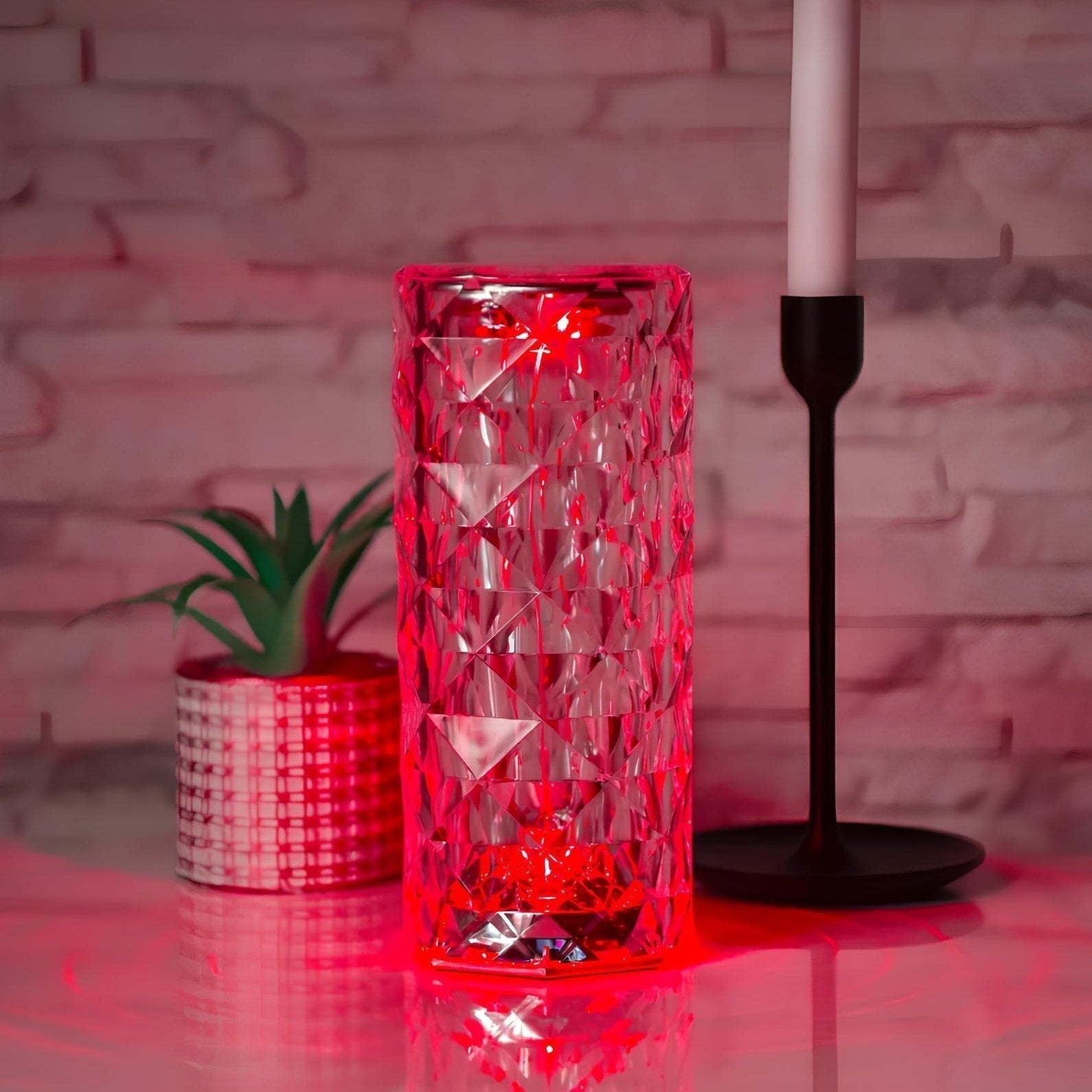 LumiCrystal – lampada da tavolo in cristallo LED con touch e telecomando – 16 colori