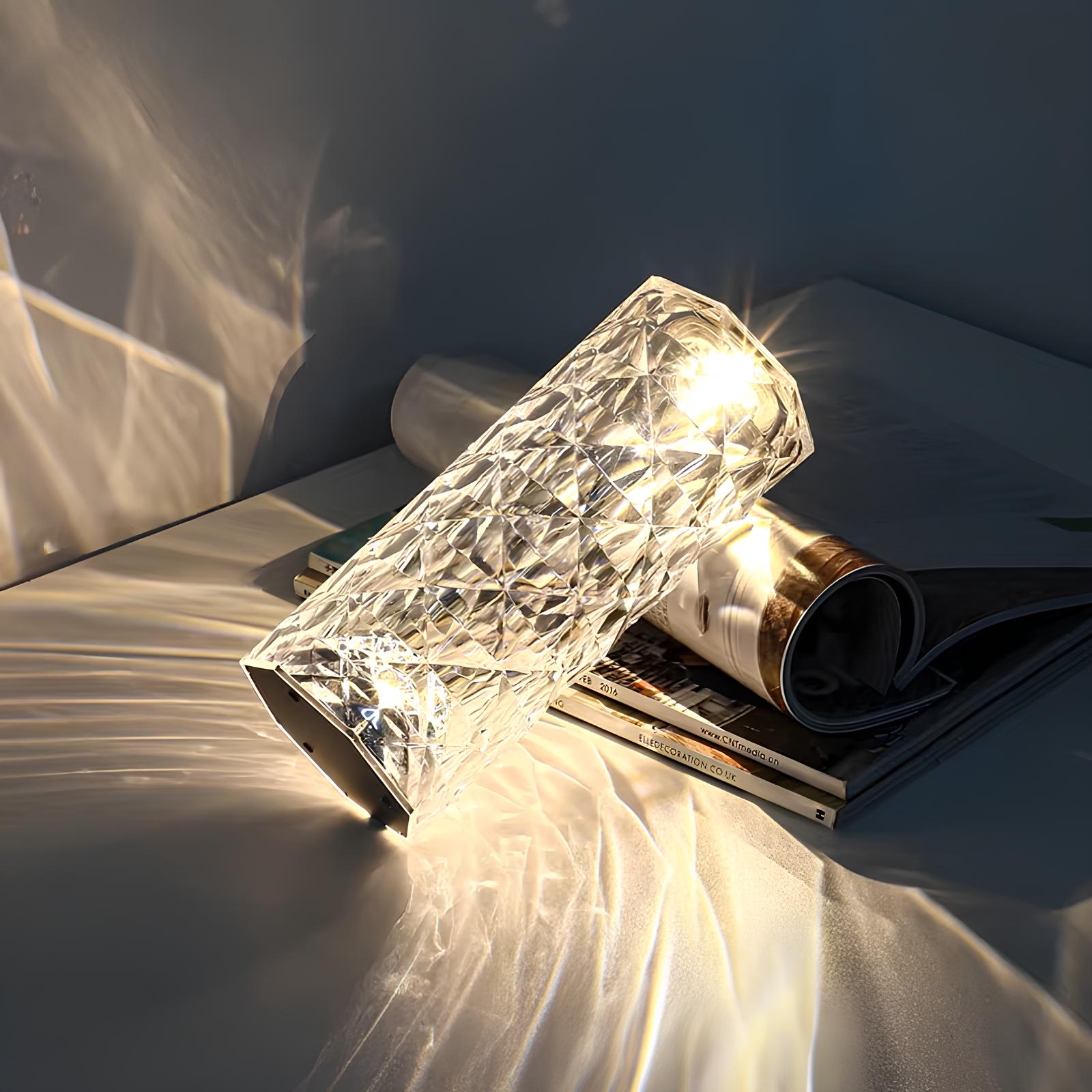 LumiCrystal – lampada da tavolo in cristallo LED con touch e telecomando – 16 colori