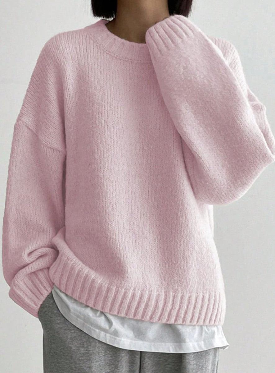 Schicker rosa einfarbiger Pullover - Jasina