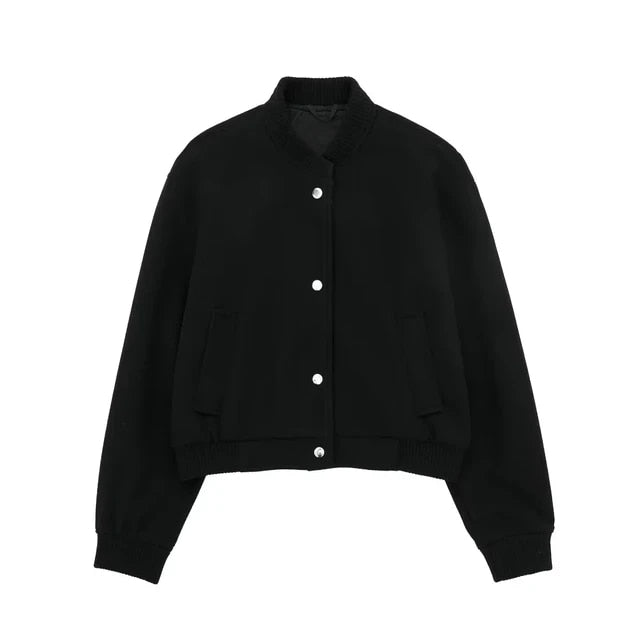 Wustina Jack | Chic Kurze Wolljacke mit Reißverschluss für Frauen