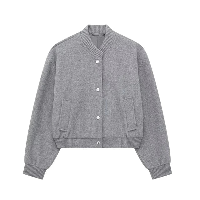 Wustina Jack | Chic Kurze Wolljacke mit Reißverschluss für Frauen