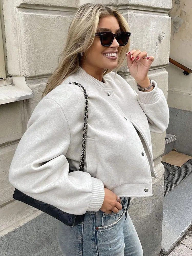 Wustina Jack | Chic Kurze Wolljacke mit Reißverschluss für Frauen