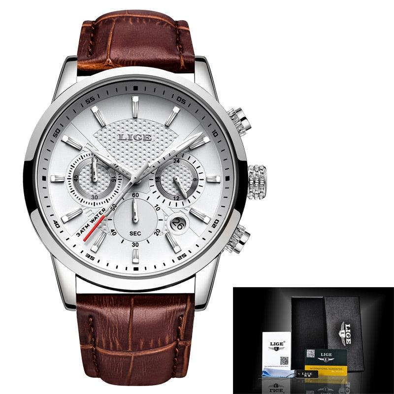 Lige – Stijlvol herenhorloge met lederen band en datumfunctie