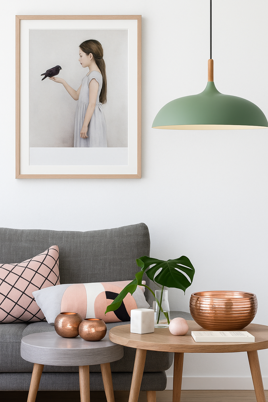 Nordylight – Pendelampe Pastel Metal & Træ – Justerbar Retro Design