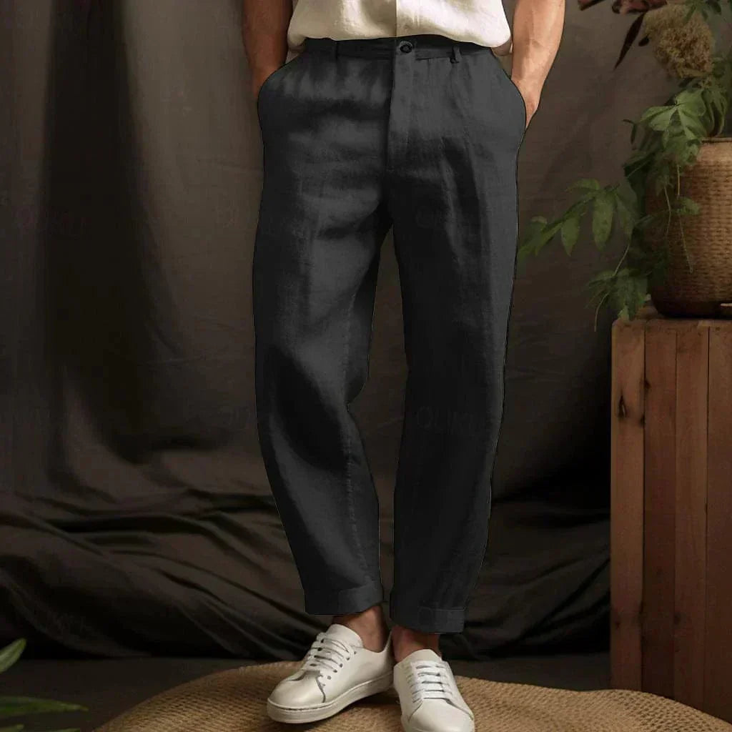 Pantaloni di lino dritti e ariosi da uomo con vestibilità comoda – Lennox