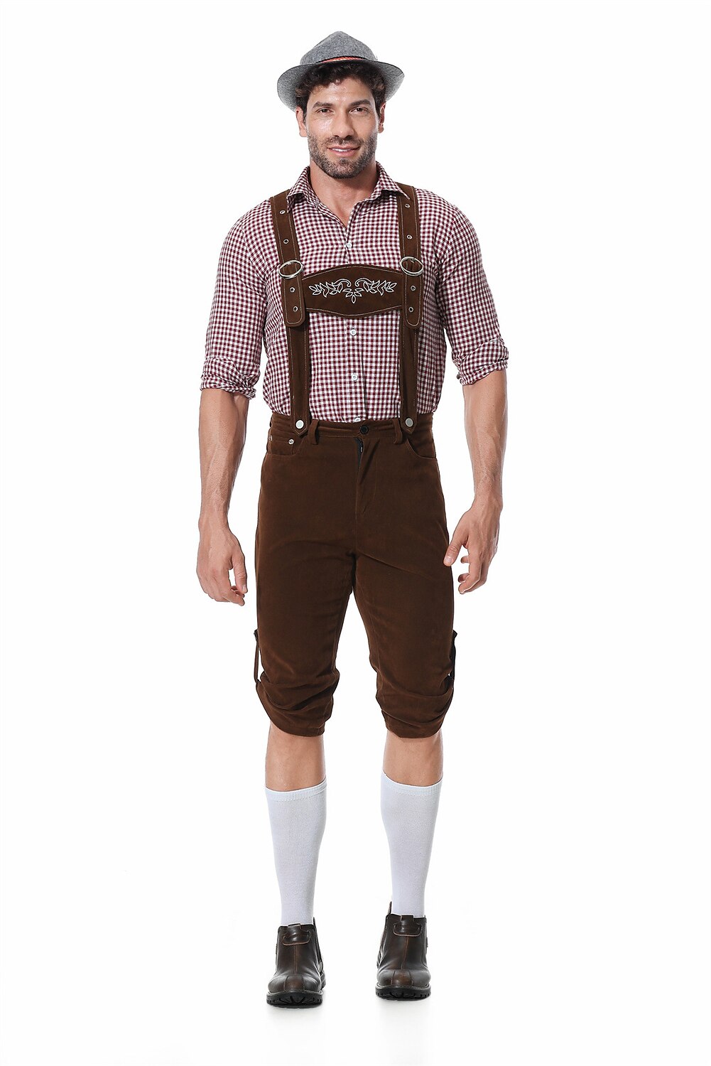 Bergfest – Herrenkostüm mit Hemd, Hosenträgern & Trachtenhut – Oktoberfest Look
