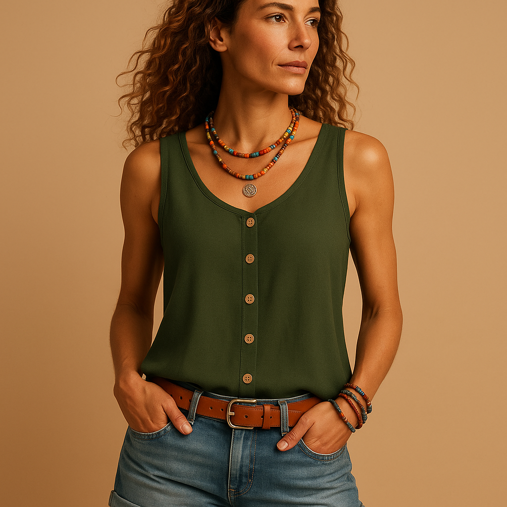 Lunira – Damen Top mit V-Ausschnitt & Taschen – Sommerfeeling für Freizeit & Urlaub