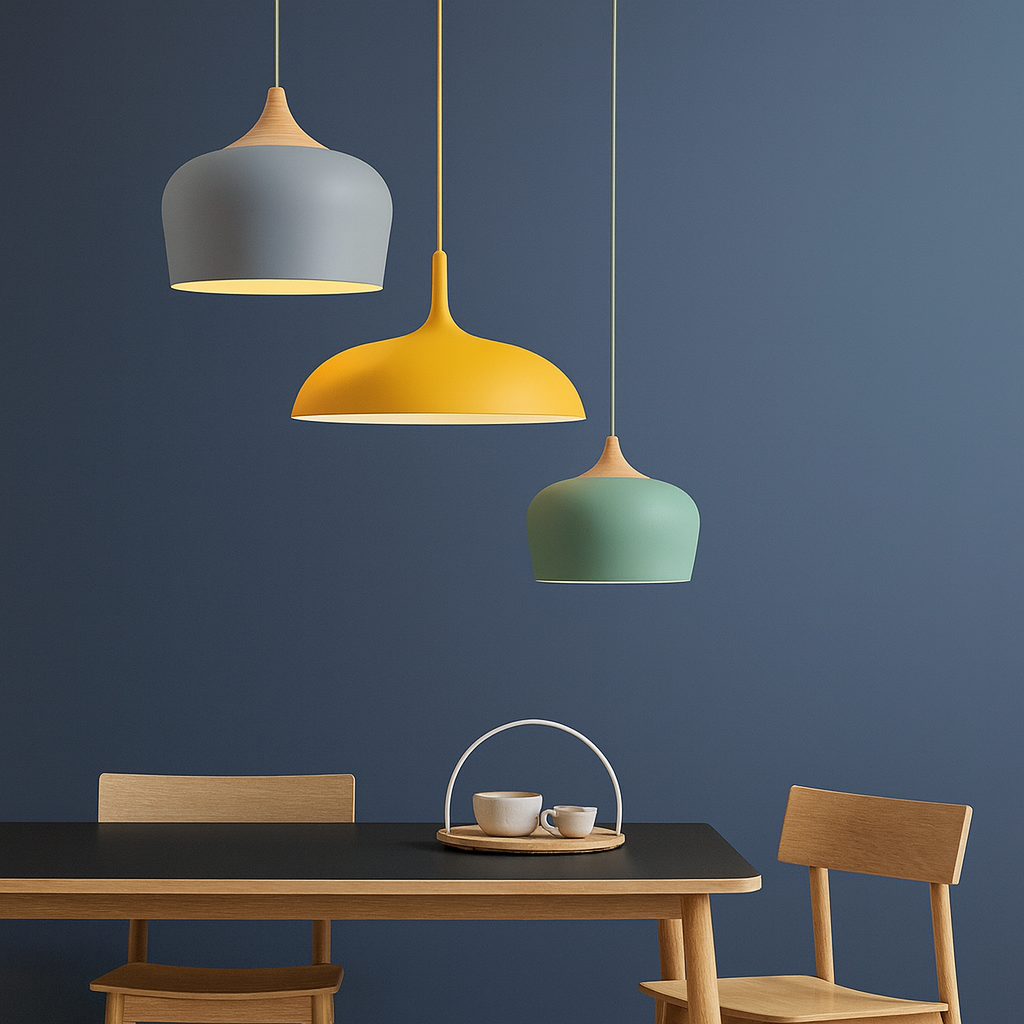 Nordylight – Pendelampe Pastel Metal & Træ – Justerbar Retro Design