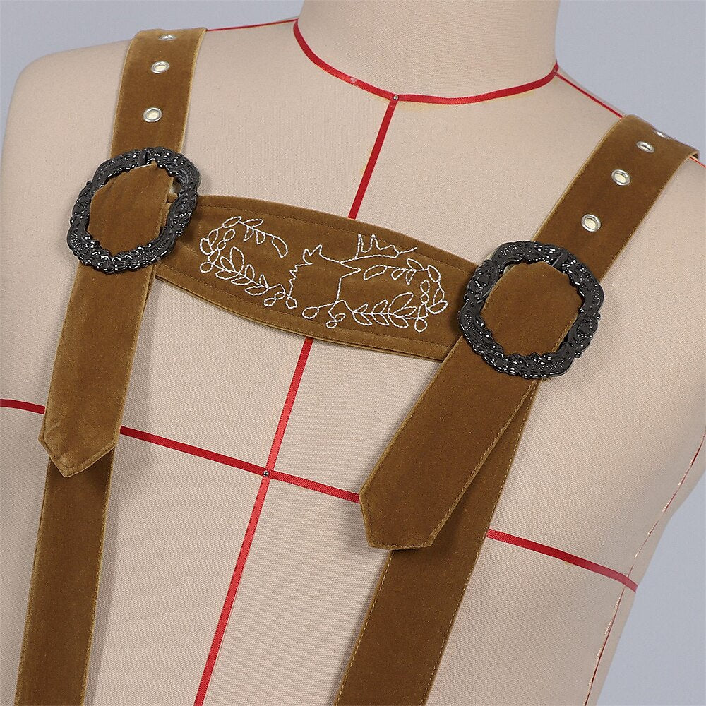 Berggeist – Bayerische Lederhose Braun mit Stickerei – Oktoberfest Herren