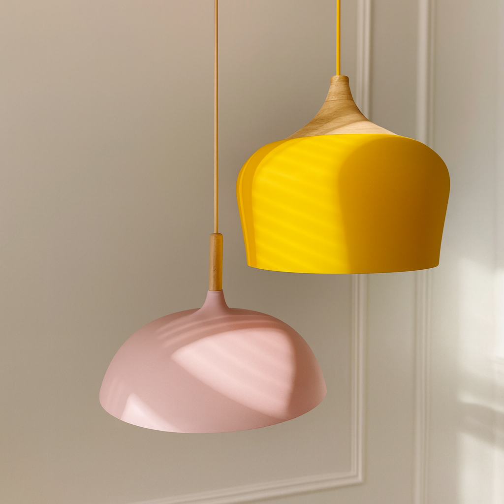 Nordylight – Pendelampe Pastel Metal & Træ – Justerbar Retro Design