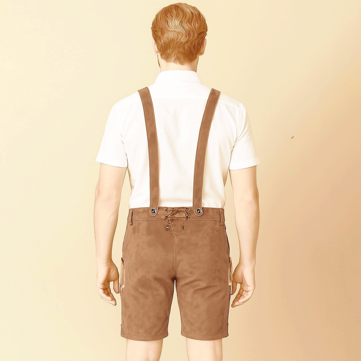 AlpenKraft – Herren Lederhosen-Shorts mit Stickerei – Braun oder Schwarz